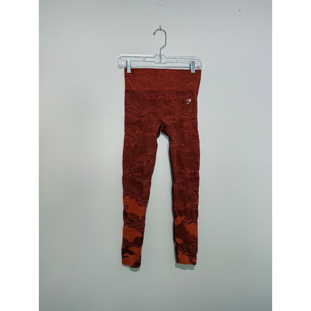 Gymshark Adapt Camo Seamless Leggings Red Orange High Waisted Womens Small